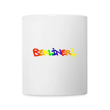 Berliner. Bunter Schriftzug - Tasse - Weiß - Vorne