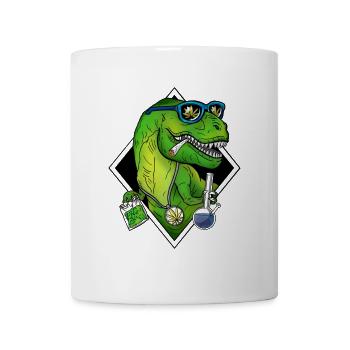 Happy 420 smoking Dino Trex dinosaur with bong - Mug - white - Front
