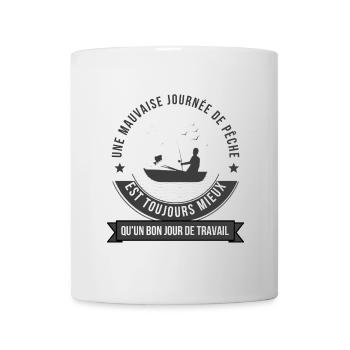 journée de pêche cadeau pêcheur humour - Mug blanc - blanc - Devant