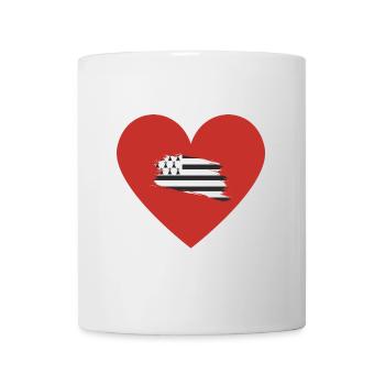 Petit coeur rouge drapeau breton 2 - Bretagne BZH - Mug blanc - blanc - Devant