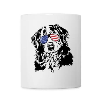 BERNESE MOUNTAIN DOG America Flag Glasses Wilsigns - Mug - white - Front