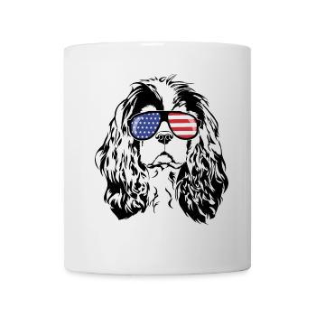 CAVALIER KING CHARLES SPANIEL America Flag Glasses - Mug - white - Front