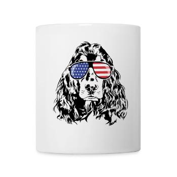 COCKER SPANIEL America Flag Glasses Dogs Wilsigns - Mug - white - Front