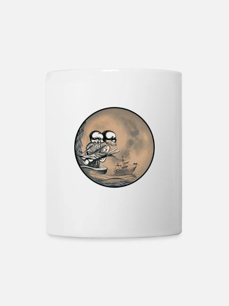 Two pirates watch a ship - Mug - white