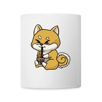 Anime Kawaii Bubble Tea Drinking Fox Hand Drawn - Mug - white - Front