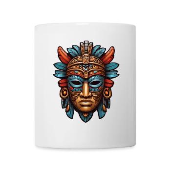 Sculpté orné aztèque, maya, masque inca - Mug blanc - blanc - Devant