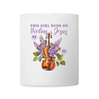 Geige This girl runs on jesus and violins - Tasse - Weiß - Vorne