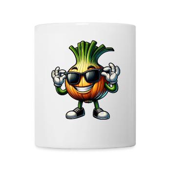 Cool onion with sunglasses comic style - Mug - white - Front