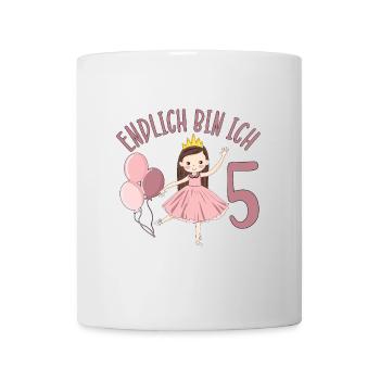 Prinzessin Geburtstagshirt Endlich 5 Jahre Mädchen - Tasse - Weiß - Vorne