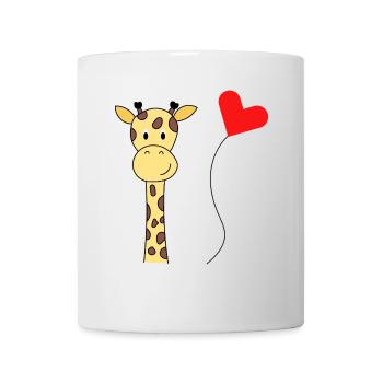Giraffe mit Herzluftballon – Tierisch süßes Motiv - Tasse - Weiß - Vorne