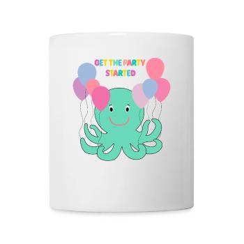 Krake Mit Luftballons sagt Hallo - Meer Spaß - Tasse - Weiß - Vorne