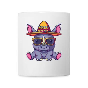 Nashorn Lustig Sombrero - Tasse - Weiß - Vorne