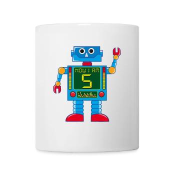 Roboter 5 Jahre 5. Geburtstag - Tasse - Weiß - Vorne