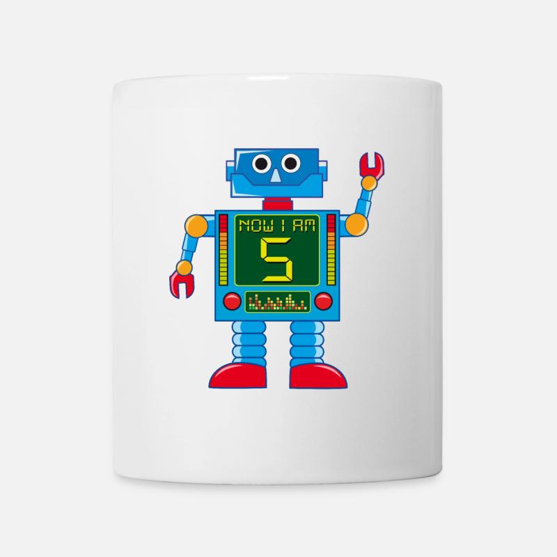 Roboter 5 Jahre 5. Geburtstag - Tasse - Weiß
