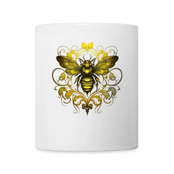 Bee, Bumblebee, Insect, Floral, Pattern, Ornaments - Mug - white - Front