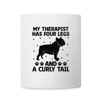 Mein Therapeut Hat Vier Beine Und Einen Curly Tail Französisch - Tasse - Weiß - Vorne