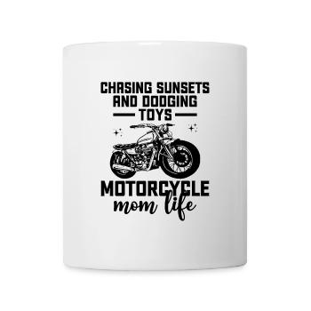 À la poursuite des couchers de soleil et à l’esquive des jouets Moto Mom Li - Mug blanc - blanc - Devant