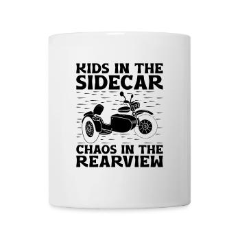 Enfants dans le side-car Chaos dans le rétroviseur Motorcyc - Mug blanc - blanc - Devant