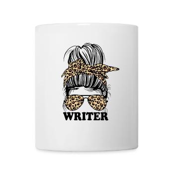 Funny Writer Messy Bun Cheetah Bandana Movie - Mug - white - Front