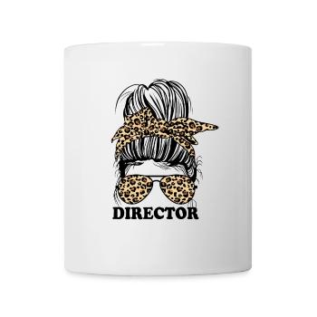Regisseur Messy Bun Lustiges Filmemachen Cheetah - Tasse - Weiß - Vorne