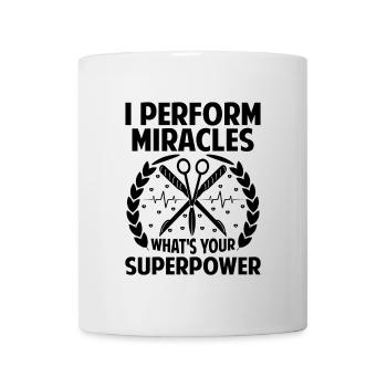 Je fais des miracles Quel est ton chirurgien super-puissant - Mug blanc - blanc - Devant