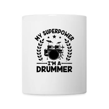 Mon superpouvoir Je suis un batteur Tambour Tambours Batteurs - Mug blanc - blanc - Devant