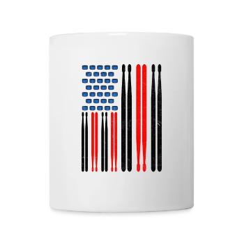 Drapeau américain tambour Patriot Tambour Mélomane Dru - Mug blanc - blanc - Devant