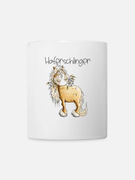 Haflinger Pferd Haferschlinger Wortspiel - Tasse - Weiß