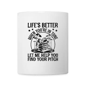 Das Leben ist besser, wenn du im Einklang bist Lass mich helfen Musi - Tasse - Weiß - Vorne