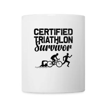Certified Triathlon Survivor Swim Bike Run Triathl - Mug - white - Front