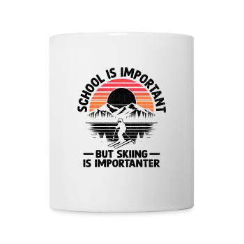 L’école est importante, mais le ski est plus important - Mug blanc - blanc - Devant