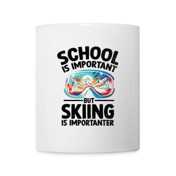 L’école est importante, mais le ski est plus important - Mug blanc - blanc - Devant
