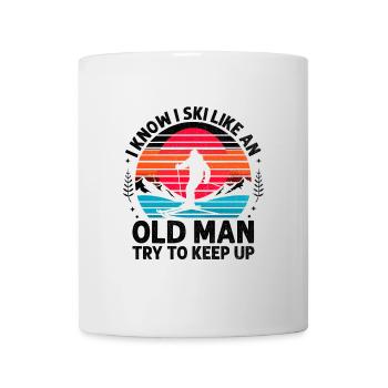 Je sais que je skie comme un vieil homme et j’essaie de continuer à skier - Mug blanc - blanc - Devant