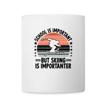L’école est importante, mais le ski est plus important - Mug blanc - blanc - Devant