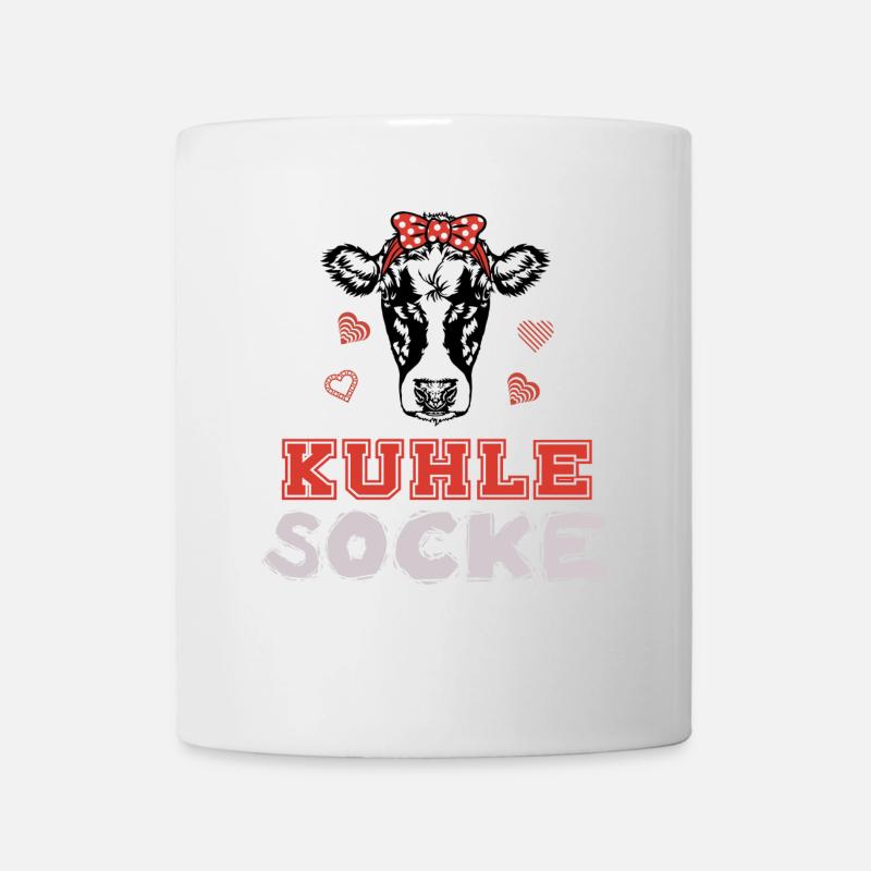 Kuhle Socke lustige Kuh mit Haarband Bäuerin - Tasse - Weiß