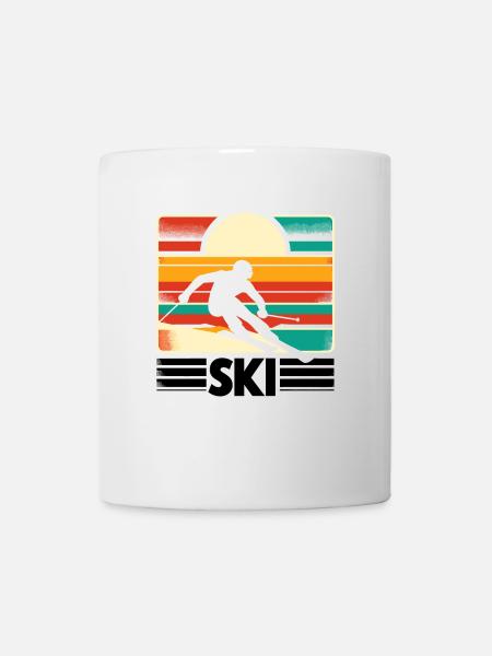 Retro Skiing Skier Ski Winter Sports Skis - Mug - white
