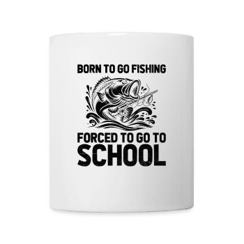 Né pour aller à la pêche Forcé d’aller à l’école Pêche - Mug blanc - blanc - Devant