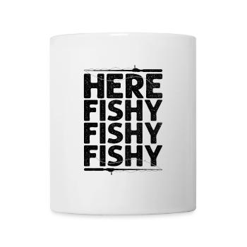 Hier fischig fisch angeln angler fischer fisch barsch angl - Tasse - Weiß - Vorne