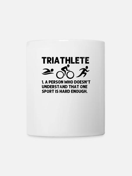 drôle triathlète définition natation vélo course - Mug blanc - blanc