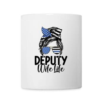 Deputy Wife Messy Bun Funny Sheriff Police Law - Mug - white - Front