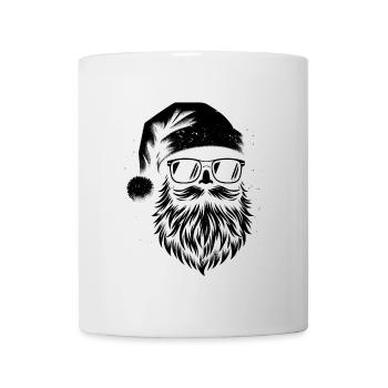 Bärtiger Weihnachtsmann Gesicht Sonnenbrille Bart Bärte - Tasse - Weiß - Vorne