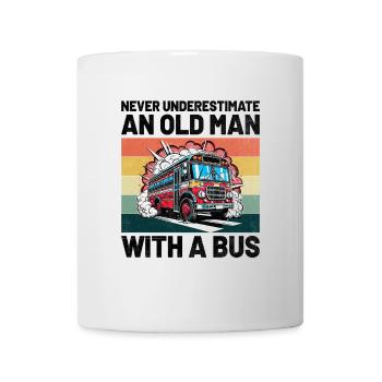 Ne sous-estimez jamais un vieil homme avec un chauffeur de bus - Mug blanc - blanc - Devant