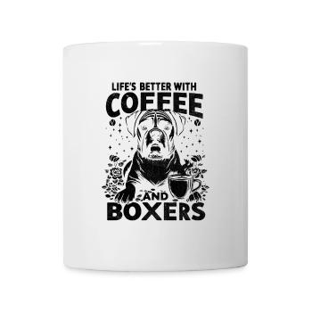 Das Leben ist besser mit Kaffee und Boxershorts Koffein - Tasse - Weiß - Vorne