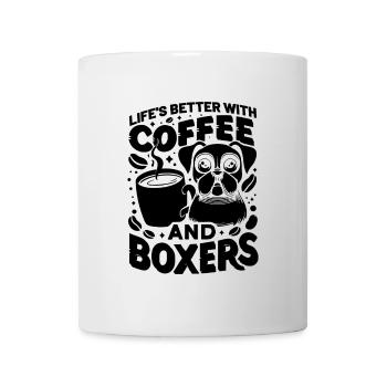 Das Leben ist besser mit Kaffee und Boxershorts Koffein - Tasse - Weiß - Vorne