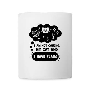 Je ne viens pas mon chat et j’ai des plans Dictons - Mug blanc - blanc - Devant