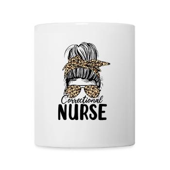 Correctional Nurse Messy Bun Leopard Jail Nurse - Mug - white - Front
