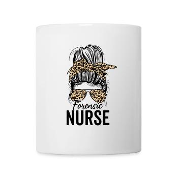 Infirmière praticienne médico-légale Messy Bun Leopard - Mug blanc - blanc - Devant