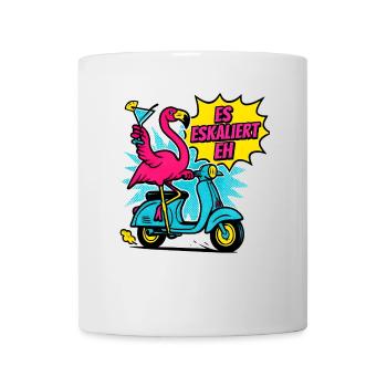 Party Flamingo Spruch Trinkspruch Es Eskaliert Eh - Tasse - Weiß - Vorne