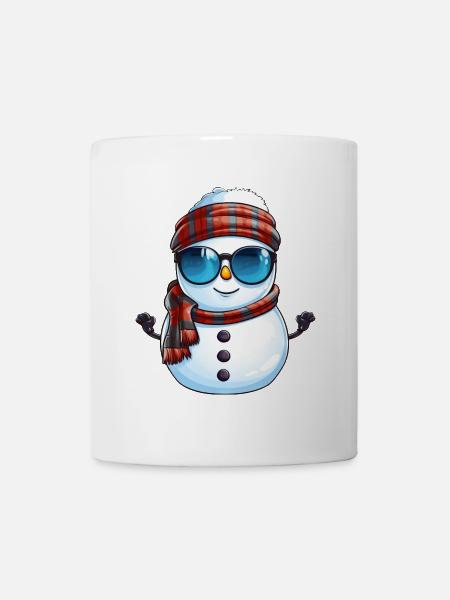 Cooler Schneemann mit Sonnenbrille Winter Design - Tasse - Weiß