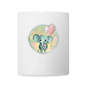Süßes Elefantenbaby mit Luftballon - Geschenkidee - Tasse - Weiß - Vorne